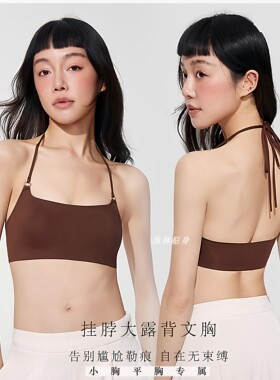 挂脖内衣女聚拢小胸性感美背文胸细肩带无痕隐形露背吊带夏季薄款