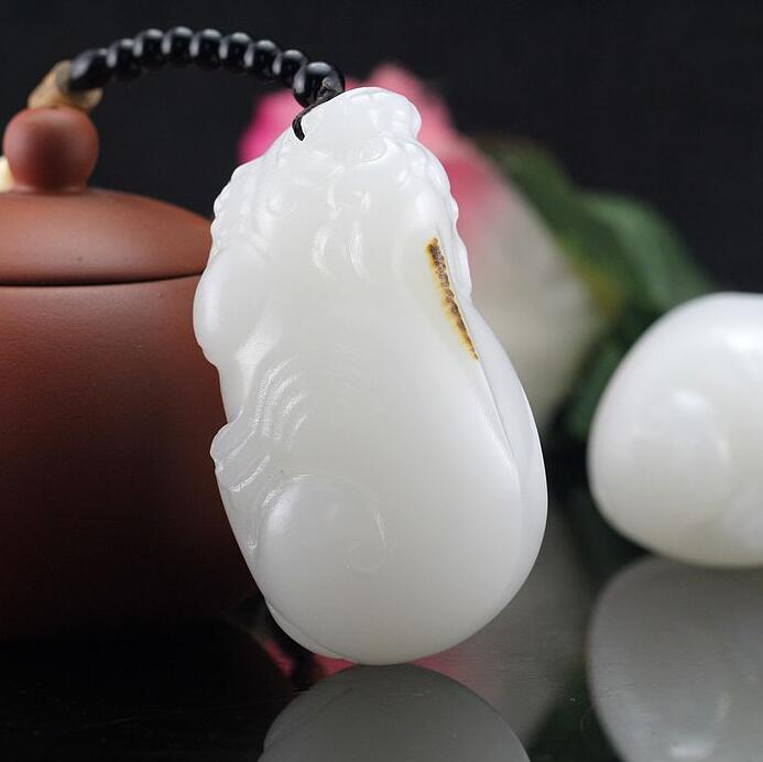 精雕捡漏/新疆和田玉羊脂白玉籽料原石手把件招财貔貅 鸿运当头%