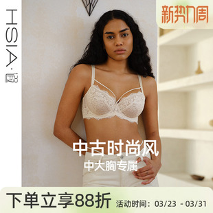 8杯蕾丝文胸罩透气大胸显小薄款 遐性感绑带7 内衣女夏 野百合