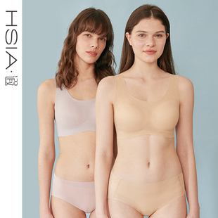 清凉网孔裸感胸罩大胸显小文胸 HSIA遐无痕背心无钢圈内衣女夏薄款