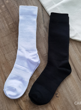 caras韩国袜子女潮ins小腿袜长款棉袜白色春秋百搭学院风纯色中筒