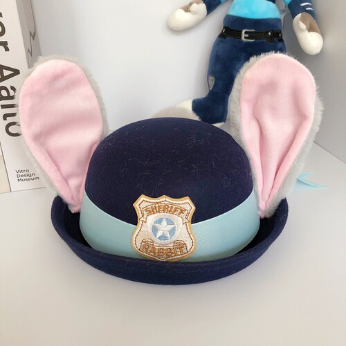 兔子警官帽子女童圆顶礼帽万圣节zootopia朱迪兔COS配件尼克礼帽