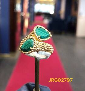 【ELYSEES】BOUCHERON宝诗龙绿色双宝石蛇形黄金戒指小号JRG02797