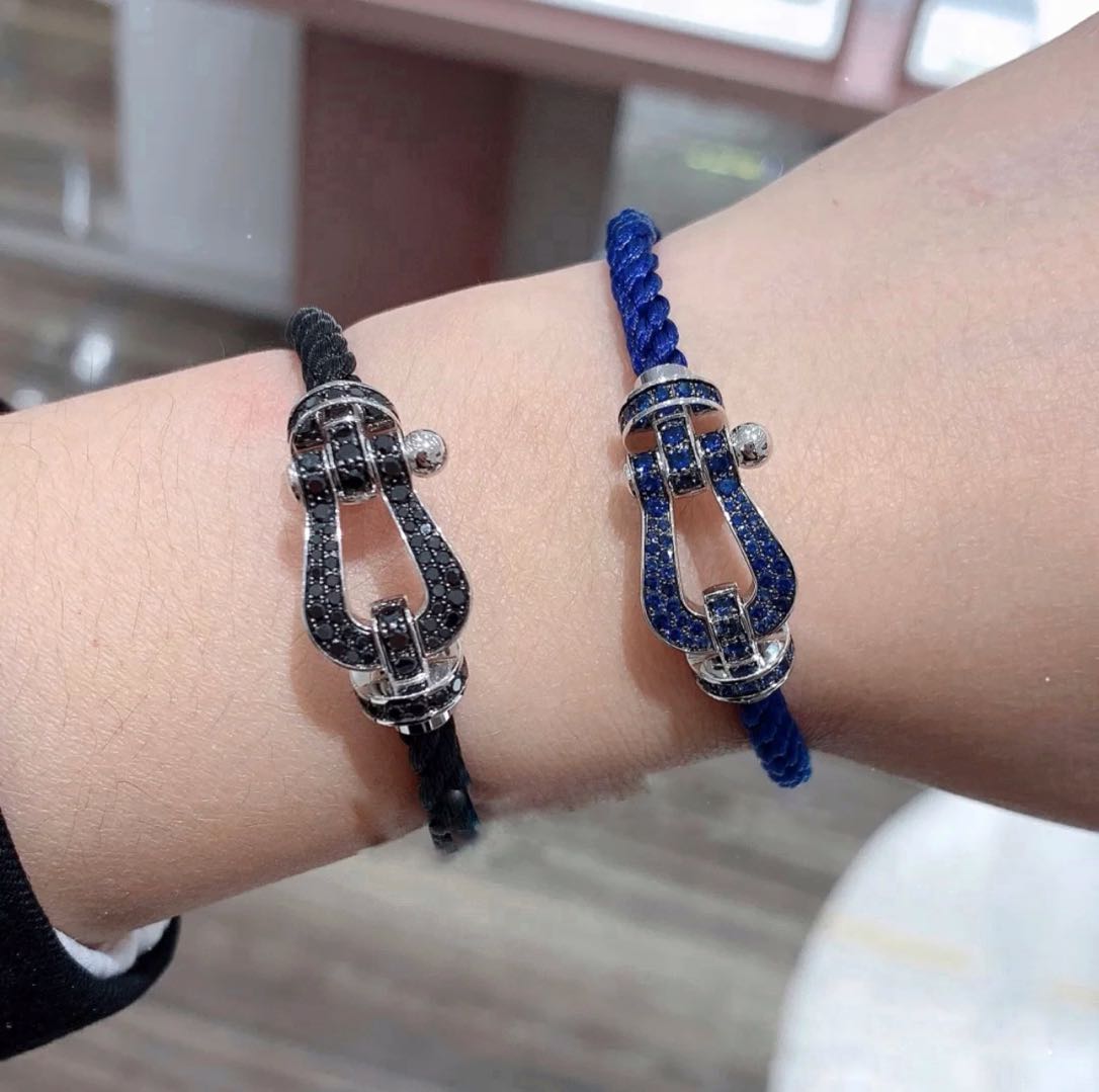 【elysees】fred斐登 force10大号白金黑色钻石马蹄扣0b0064 链绳