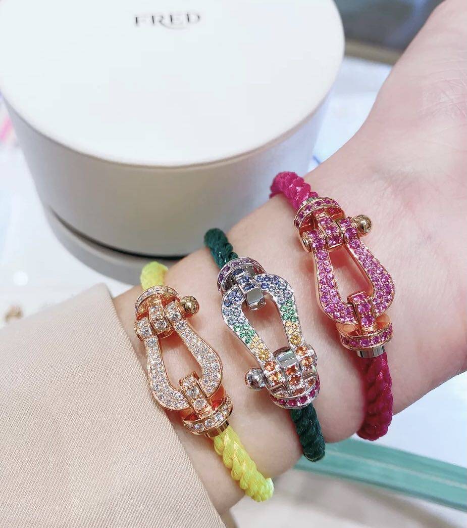 【elysees】fred斐登 force10大号玫瑰金粉色马蹄扣0b0066手链