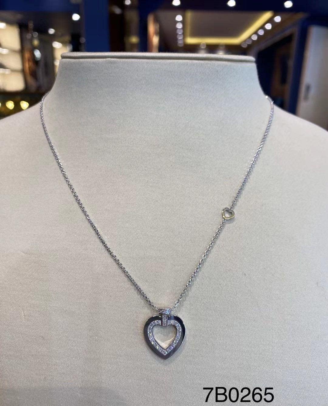 【elysees】fred斐登prettywoman中号白金钻石爱心项链密钻7b0265