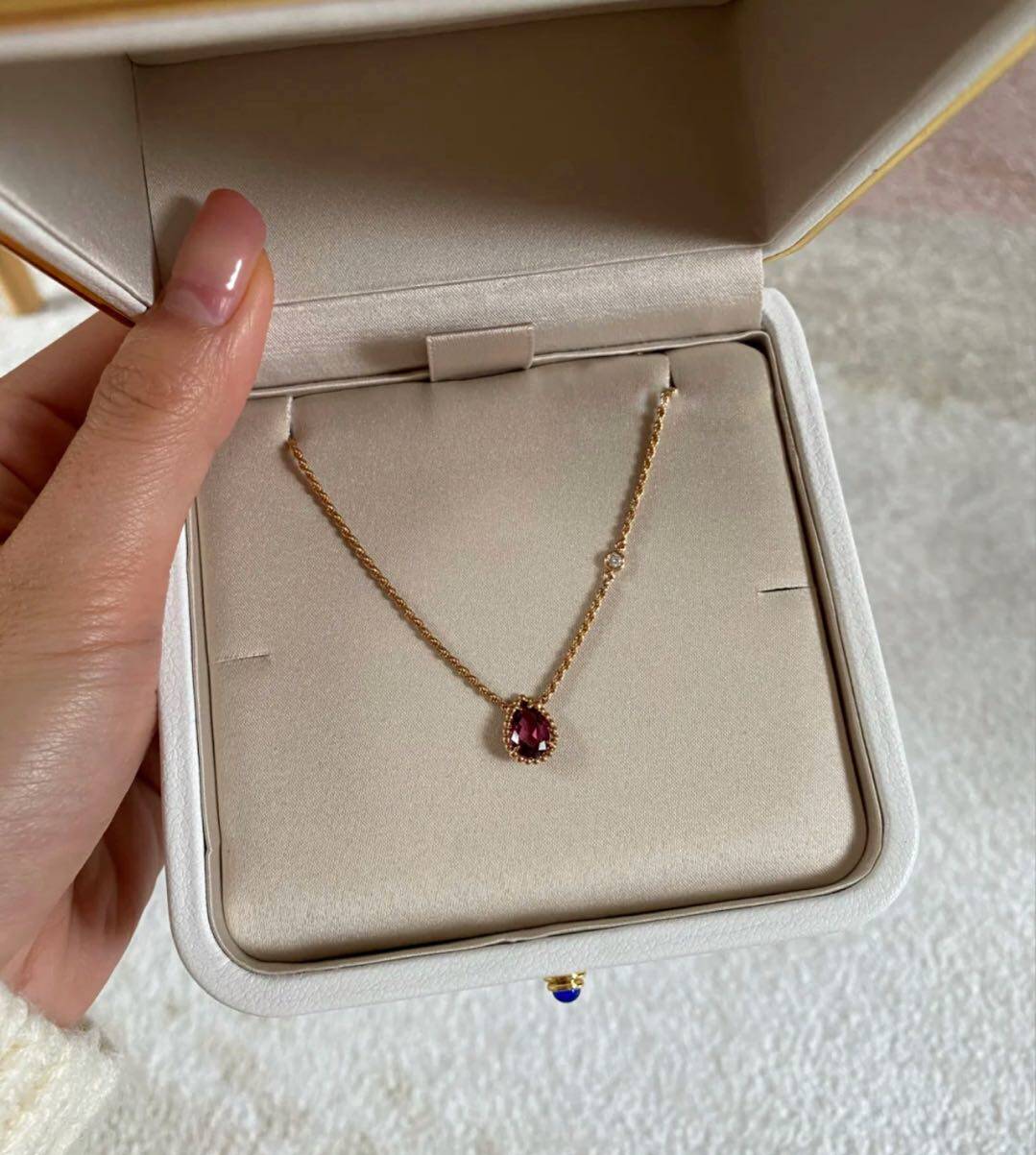 【elysees】boucheron宝诗龙 石榴石水滴玫瑰金项链 迷你jpn00629