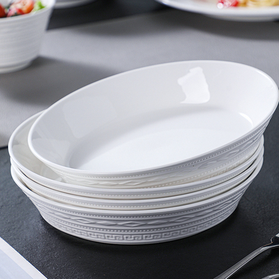 法式浮雕盘子高级感陶瓷漂亮餐盘家用好看白色牛排意面深盘菜盘