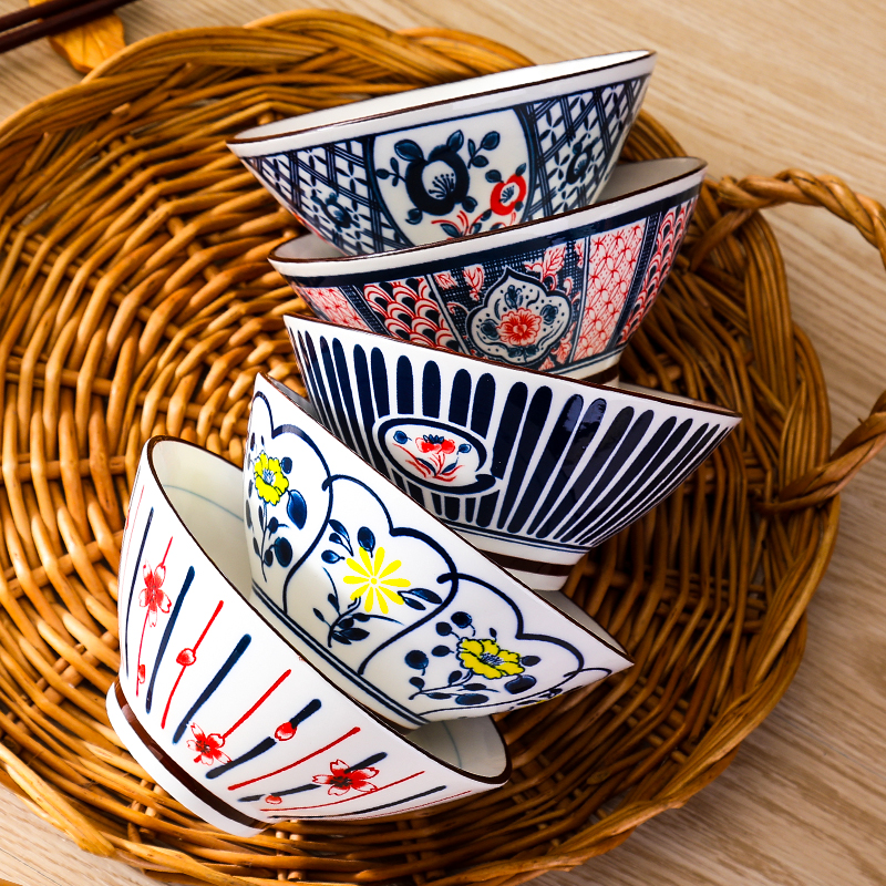 斗笠碗ins风日式特别好看的饭碗高脚餐具米饭碗家用陶瓷小碗单个