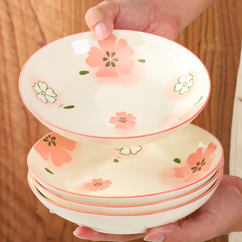 盘子家用2025新款釉下彩高颜值陶瓷餐具米饭碗吃菜盘圆盘碟子套装