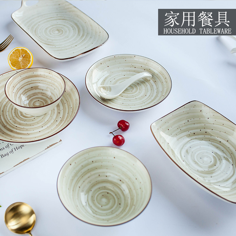 欧式碗碟盘勺餐具套装可微波圆形