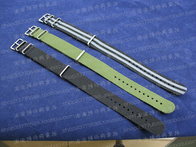 瑞士traser/luminox手表通用 3环尼龙表带 黑 绿 黑灰 20mm 22mm