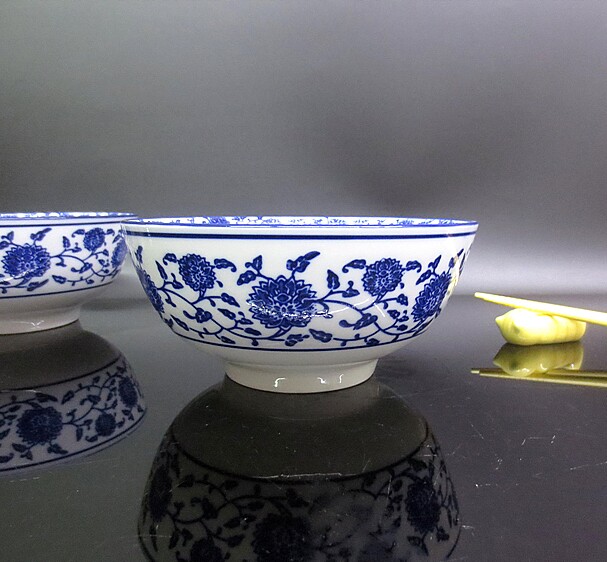 清仓处理 青花韵 直口碗酒店餐具汤碗中式面碗  餐馆佳选