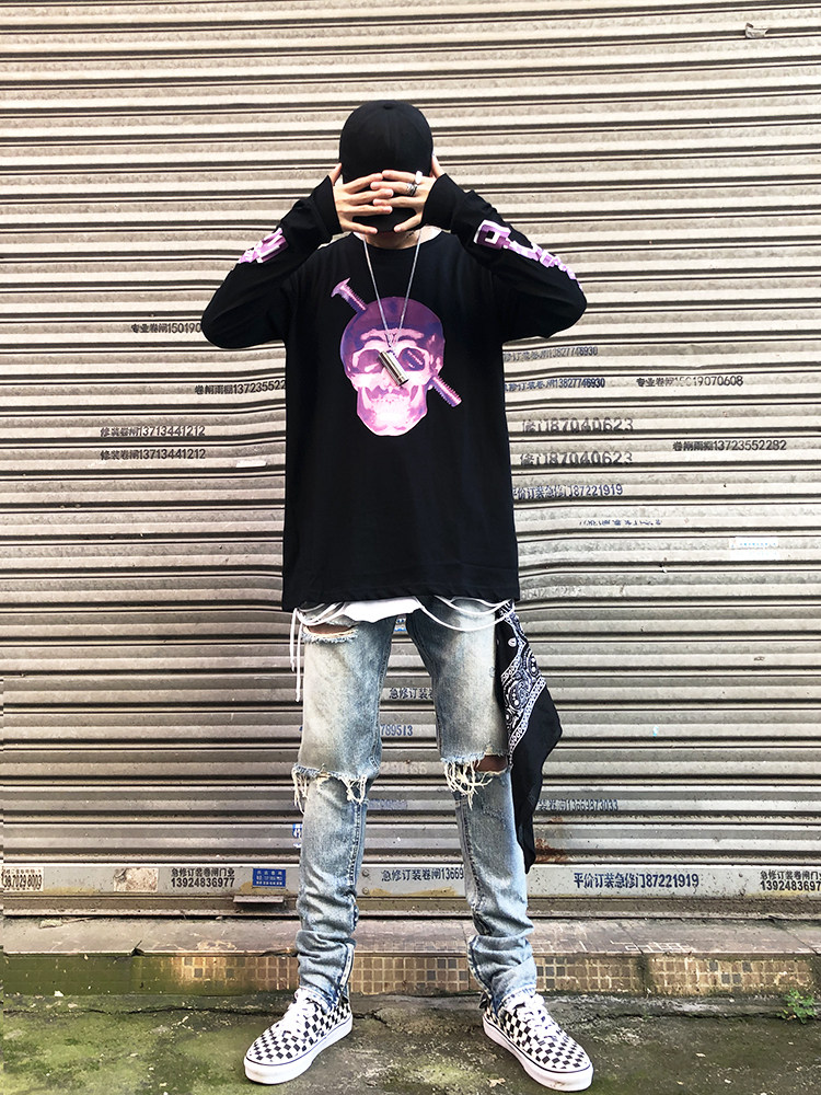 VLONE SCREWHEAD POP万圣节限定紫色骷髅长袖T恤 溶解大V宽松上衣在类目 男装, T恤中 - 来自Buy2taobao.com提供专业的淘宝代购服务