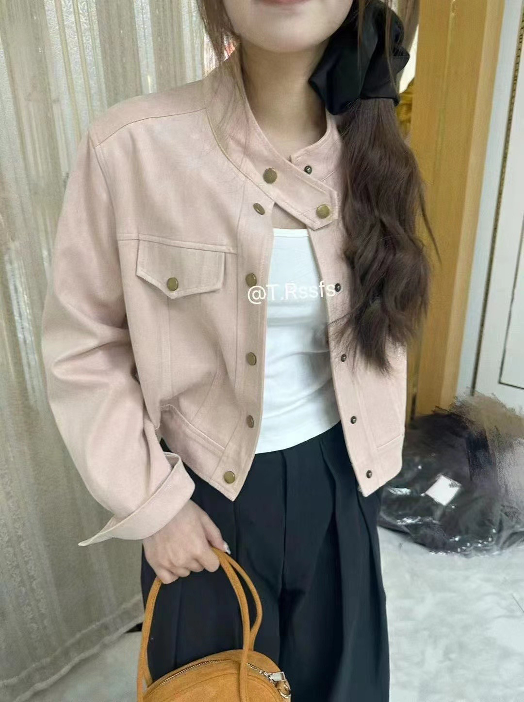 法式立领麂皮绒外套女2025新款爆款秋季高级设计感机车服夹克上衣