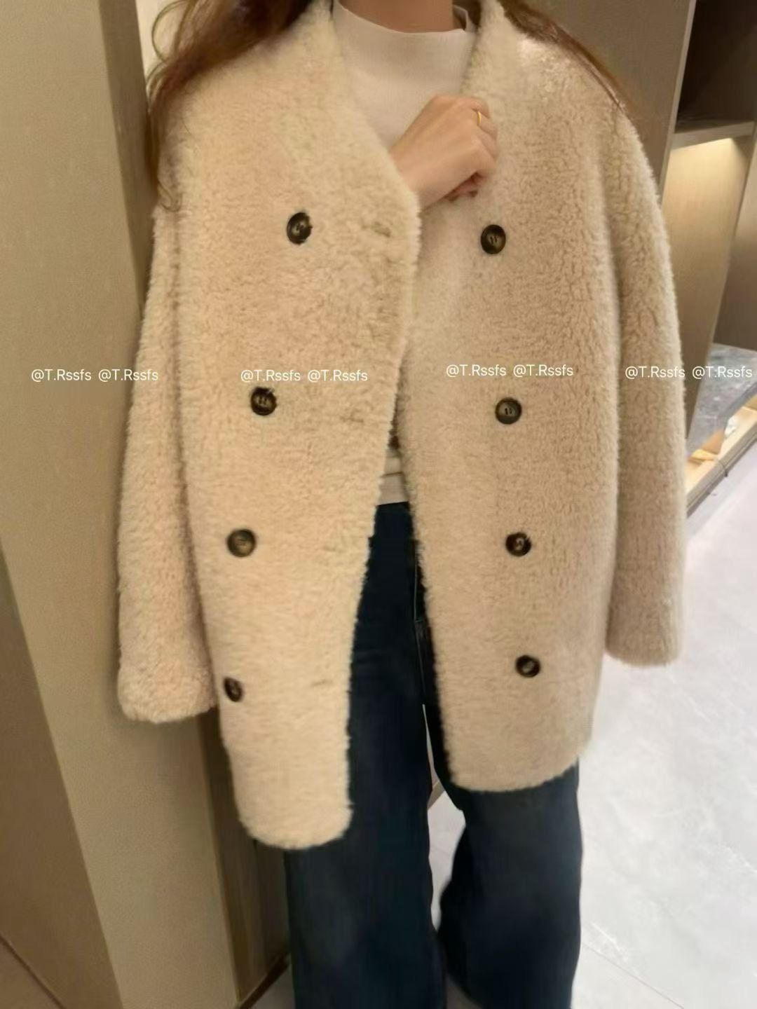 韩系双排扣羊羔毛外套25秋冬新宽松显瘦百搭中长款毛毛外套,女装/女士精品,棉衣/棉服,淘宝优惠券,粉丝福利购,淘宝优惠卷
