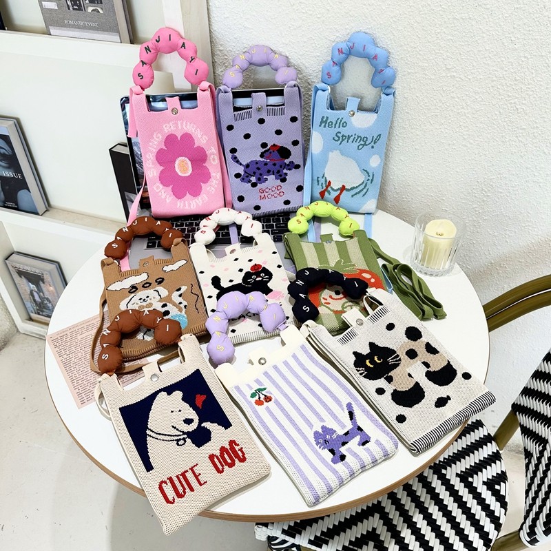 夏日迷你针织便携遛娃包钥匙包女