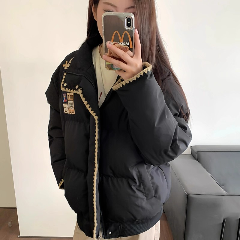 新款刺绣潮流冬季加厚宽松棉服