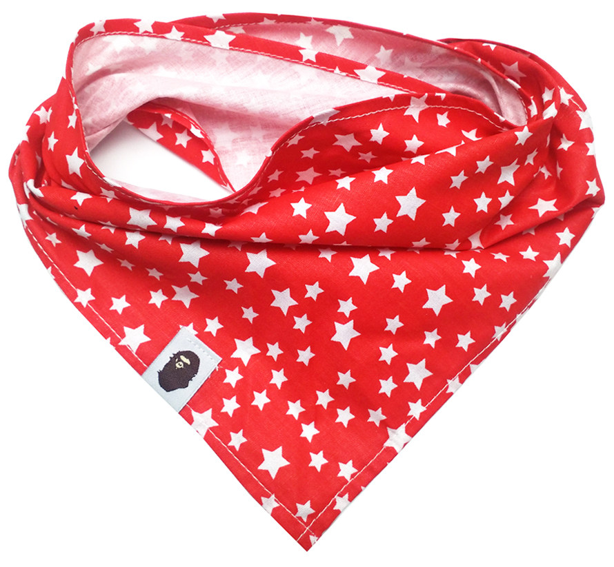 乐天BABY*红色五星 亲子款单层全棉布口水巾三角巾围嘴头巾领巾