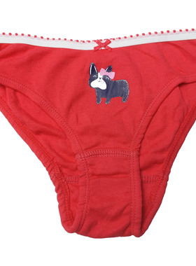 外贸美单*3-5岁女童红色黑狗优质全棉高腰三角内裤短裤