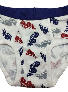 乐天BABY*外贸美单GY 1-6岁男童瘦款白色吉普车全棉三角内裤短裤