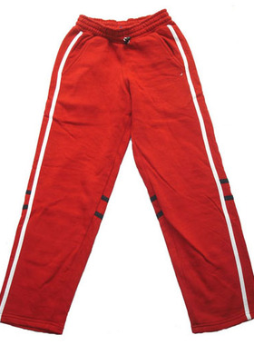 乐天BABY*外贸 3-5岁红色春秋白条棉绒长裤休闲裤运动裤