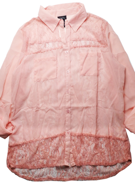 RUE21 S-XL码 粉红色宽松长袖衬衣 雪纺 外贸女装