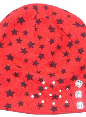 乐天BABY*43CM头围女童五角星红色冬季帽针织毛线帽600326