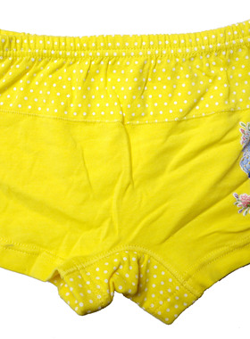 乐天BABY*1-5岁女童黄色瘦款白雪公主全棉平角内裤四角短裤