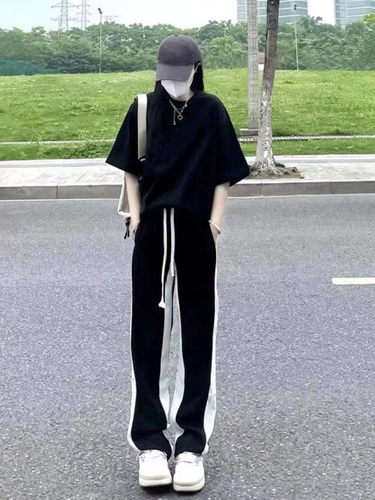 宽松高腰阔腿裤直筒长裤