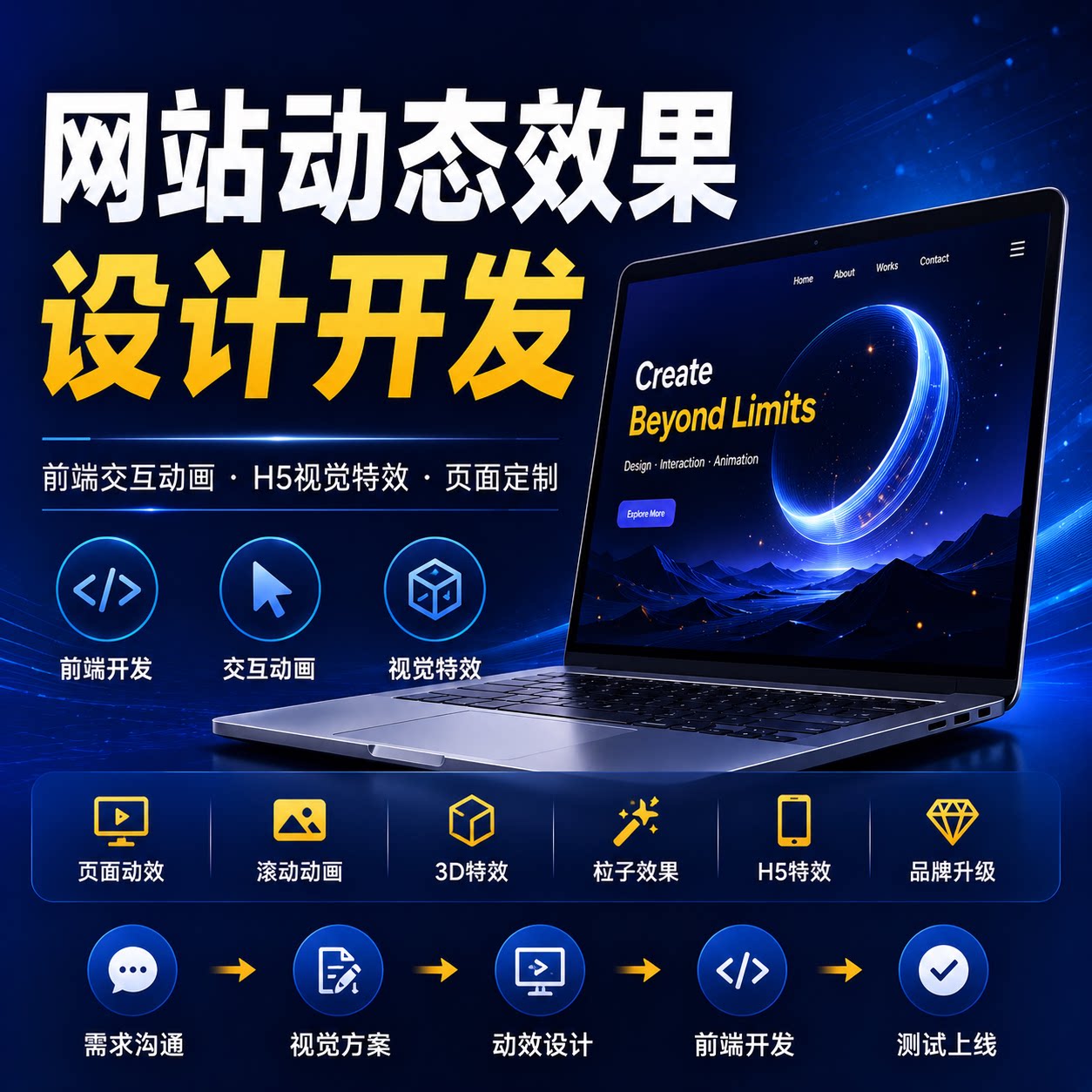 网站动态效果设计开发 前端交互UI设计