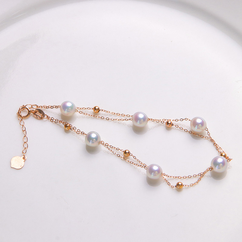 日本进口akoya金豆豆珍珠手链 双层18K金玫瑰金海水珍珠手链在类目 珠宝/钻石/翡翠/黄金, 天然珍珠（新）, 手饰中 - 来自Buy2taobao.com提供专业的淘宝代购服务