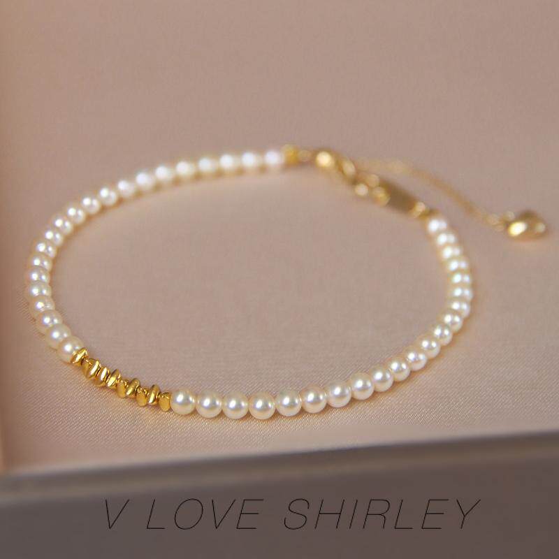 『小碎金』akoya香槟金3-3.5海水珍珠手链18k金扣18k碎金混搭设计,珠宝/钻石/翡翠,手饰,淘宝优惠券,粉丝福利购,淘宝优惠卷