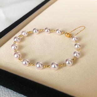 设计感akoya海水珍珠满天星手链18k金强磁吸扣高级感手串 繁星