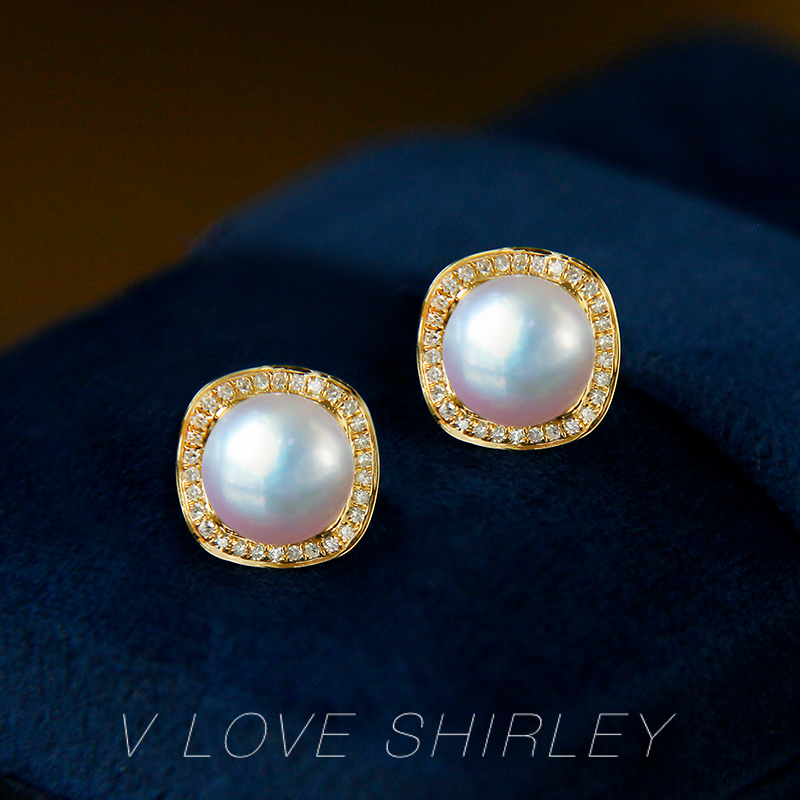 设计感akoya珍珠耳钉薇爱秀丽