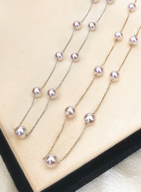 『满天星』akoya海水珍珠简约风格项链18k金轻奢小众强光锁骨链女