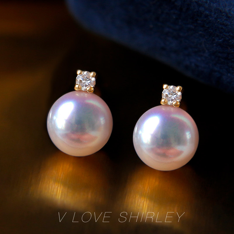 日本akoya戴妃珍珠耳钉18K金镶钻石女海水珍珠耳环王妃珍珠耳钉,珠宝/钻石/翡翠,耳饰,淘宝优惠券,粉丝福利购,淘宝优惠卷