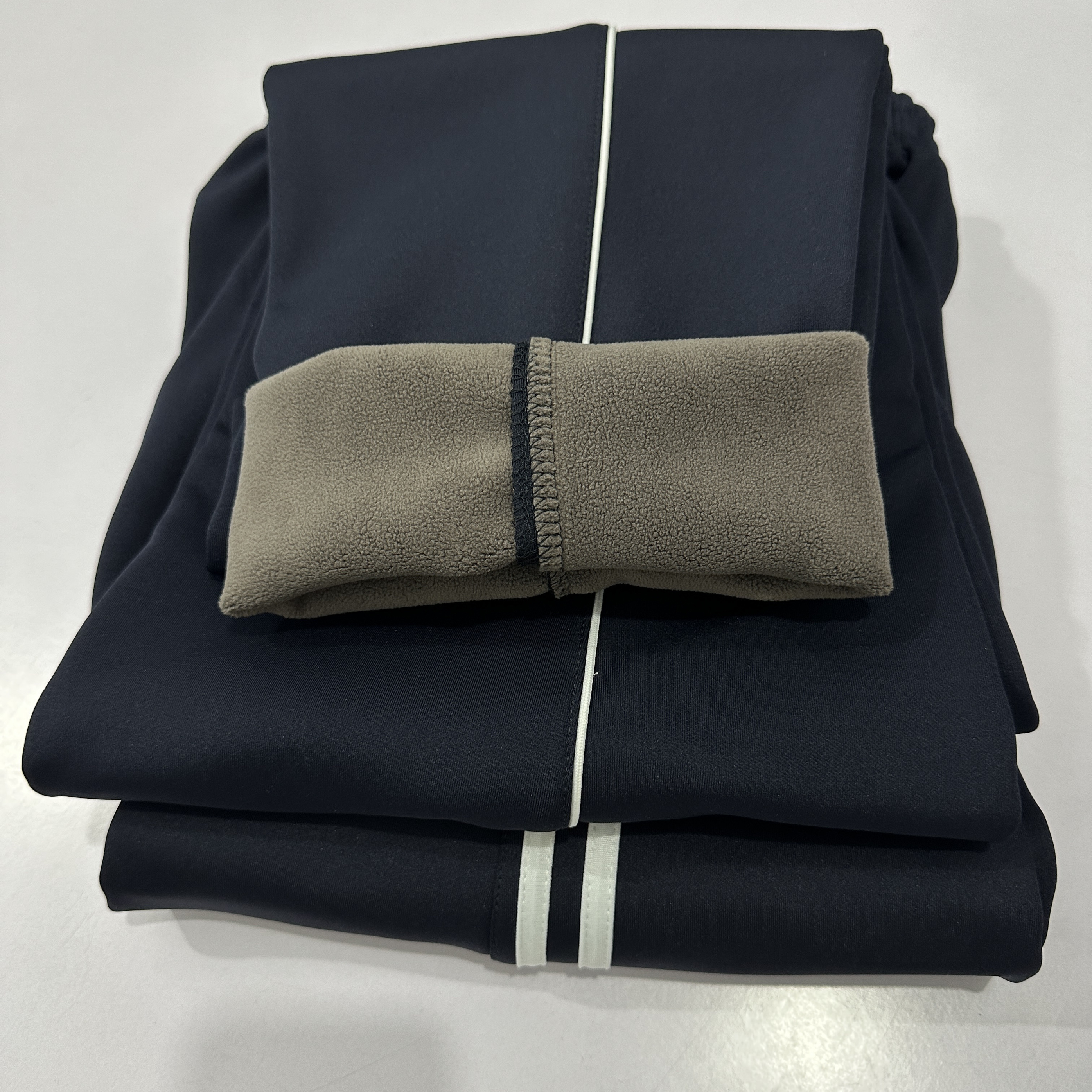 藏青色男女同款加绒加厚一道杠两道杠校服裤