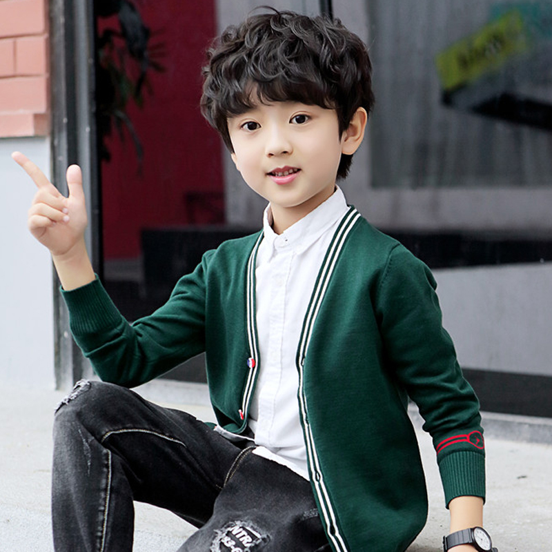 男童加绒春秋纯棉洋气外套针织衫