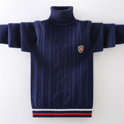 儿童毛衣男童 男孩2025秋冬款儿童高领针织衫女童中大童洋气加绒