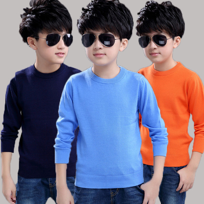男童毛衣套头2025春秋薄款圆领童装纯棉中大童针织打底衫帅气上衣