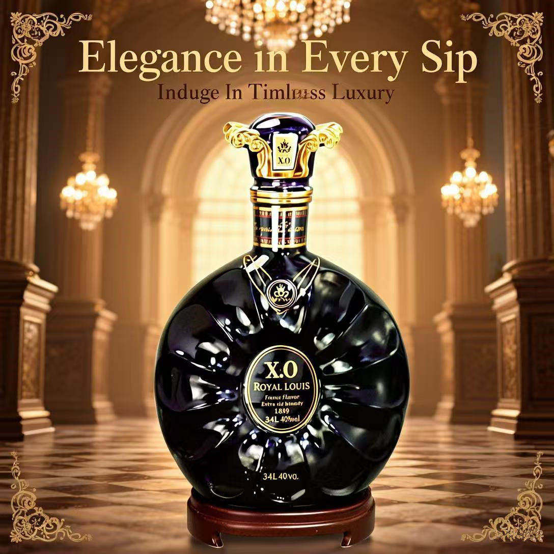 专柜68斤皇家路易XO白兰地陶瓷瓶烈酒法国原液大瓶洋酒重瓶34L