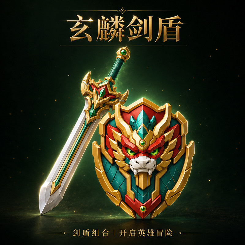 儿童玩具剑盾玄麟国风玩具PU软胶男孩宝剑盾牌刀盾玩孩子节日礼物