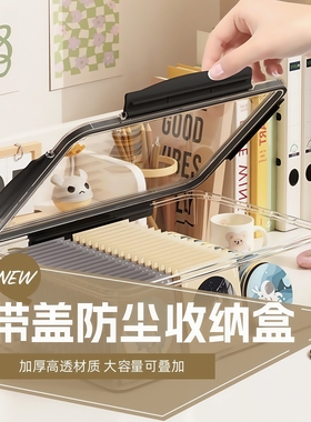 桌面整理盒吧唧收纳盒透明徽章展示架谷子立牌卡片防尘盒子储物盒