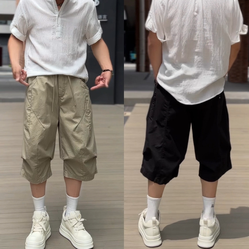 百搭舒适透气净版纯色五分裤