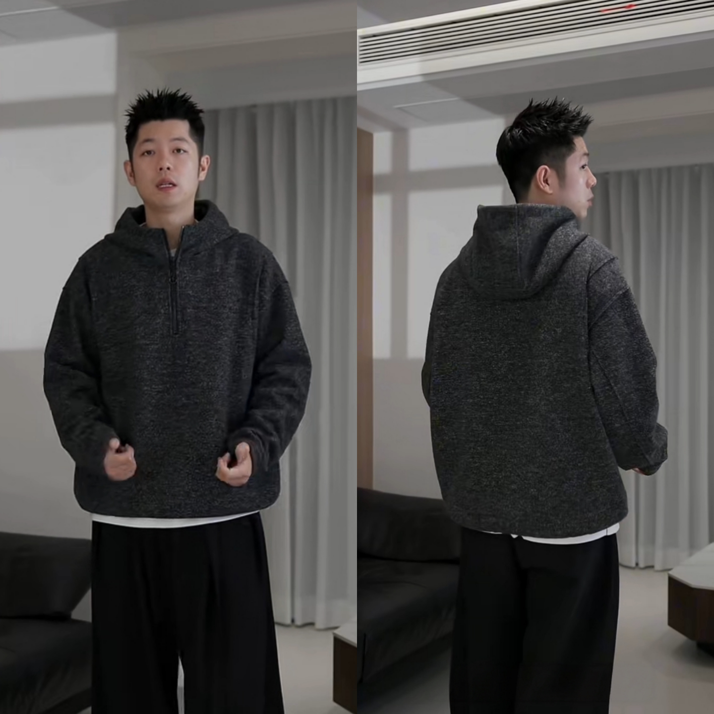 秋季休闲时尚个性老钱风连帽卫衣