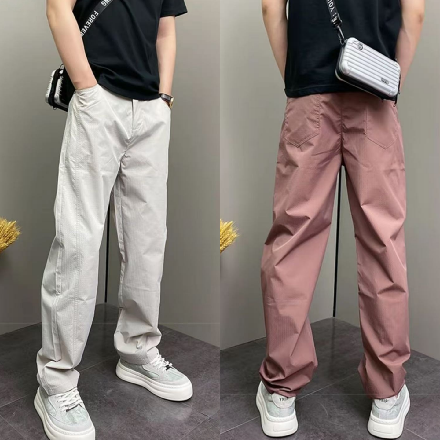 净版纯色男士宽松显瘦直筒长裤
