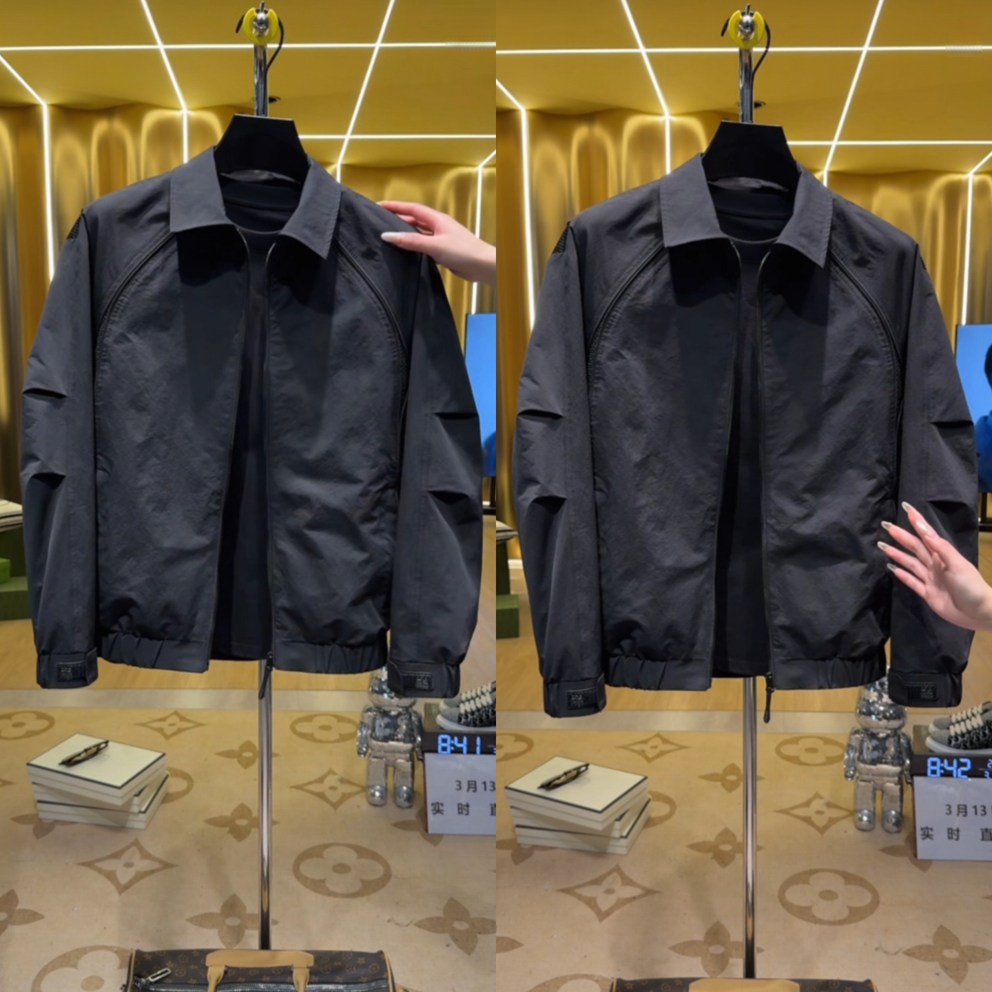 【直播间同款】春季简约时尚翻领酷帅男士黑武士冲锋衣夹克外套潮