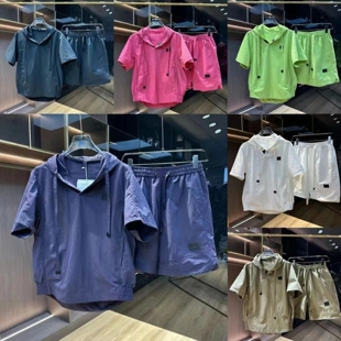 夏季男款潮牌薄款简约运动连帽套头短袖卫衣时尚外套运动休闲短裤