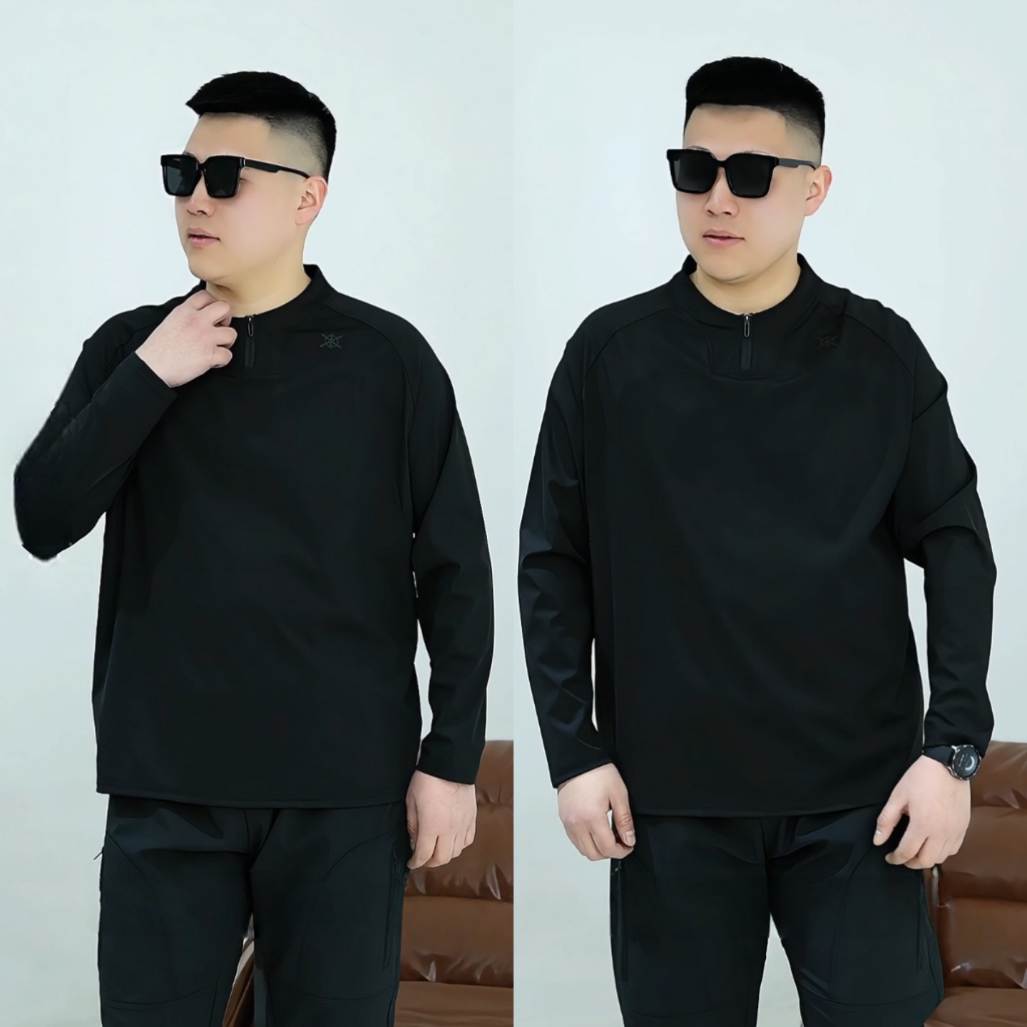 简约痞帅男士休闲运动风长袖打底春季新款小拉链领口舒适透气卫衣